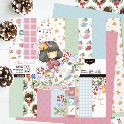 Bloco 14 Papéis | 12x12 | Chibi Navidad | Paraes