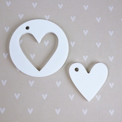 Conjunto Coração | Metacrilato Branco