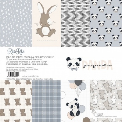 Bloco 36 Papéis | Pequeno Panda | Azul