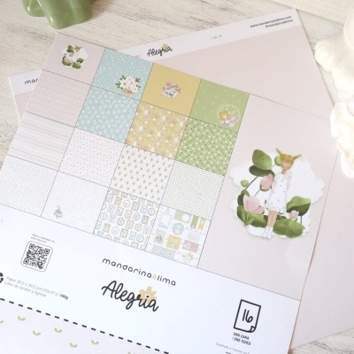 Bloco 16 Papéis | 12x12 | Alegría | Mandarina & Lima