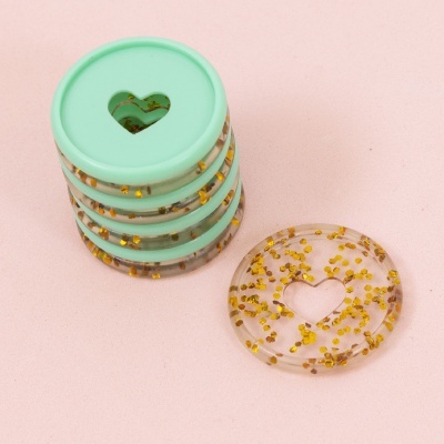 Anilhas Disco Turquesa/Glitter Gold | M | Encadernação