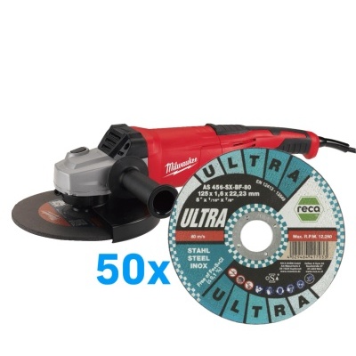 Kit Rebarbadora AG 22-230 com 50 Discos de Corte Ultra para Aço