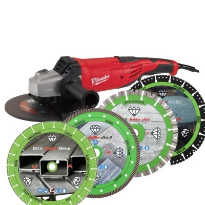 Kit RECA Rebarbadora AG 22-230 com 4 Discos de Corte de Diamante