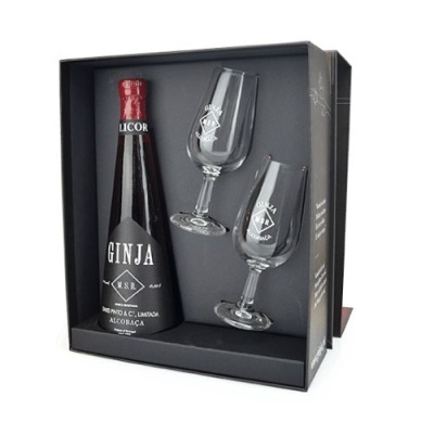 Conjunto Ginja M.S.R. de Alcobaça + 2 copos