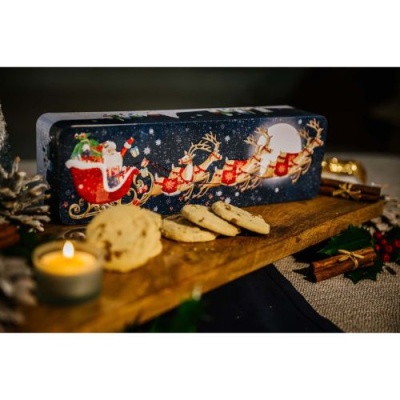 Farmhouse Biscuits, Lata "Christmas Flying Sant" Biscoitos com Pedaços de Chocolate