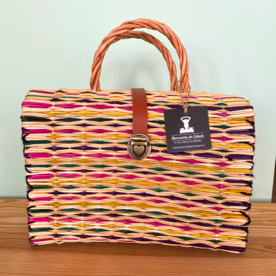 Cesta de Junco 29cm - Multicor