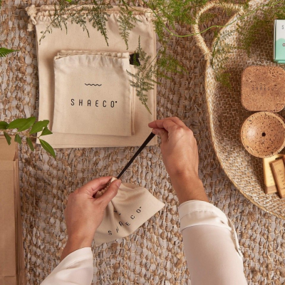 Saco Pequeno de Algodão com Fita Preta - Shaeco
