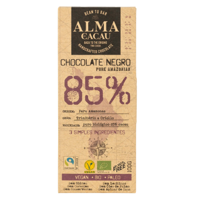 Tablete de Chocolate Negro 85% BIO 100g - Alma de Cacau