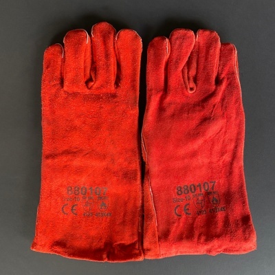 Par de luvas vermelhas de protecção tamanho 10 com marcações em preto