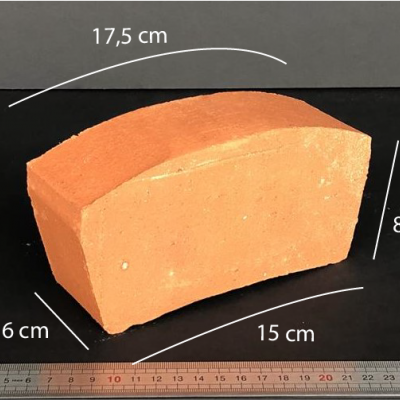 Tijolo Refratário Curvo para forno, medida 175/150x80x60mm