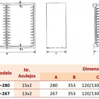Gazete dupla para Azulejo 15x15cm D-280/30-120mm