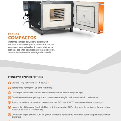Forno / Mufla Estúdio BTHERM C 10 1220°C 10L Forno / Mufla Estúdio BTHERM C 10 1220°C 10L