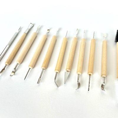 Conjunto Ferramentas para Cerâmica: 11 ferramentas de acabamento e gravação A23