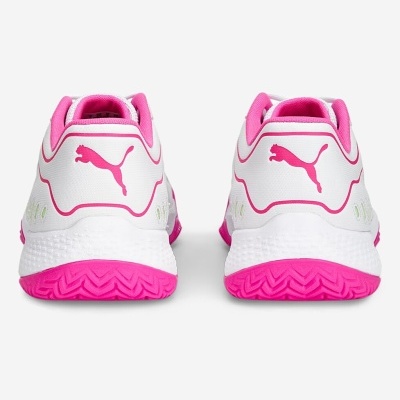 Sapatilhas desportivas brancas e rosa com logótipo Puma rosa