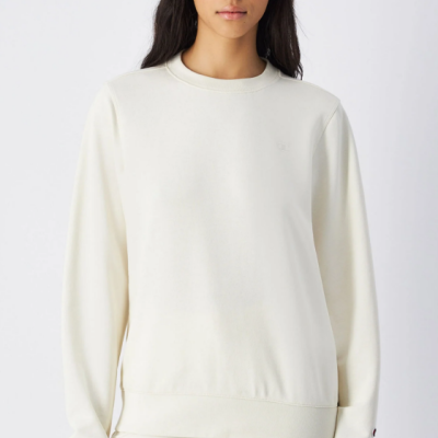 Sweat de gola redonda feminino Logo pequeno Creme Champion