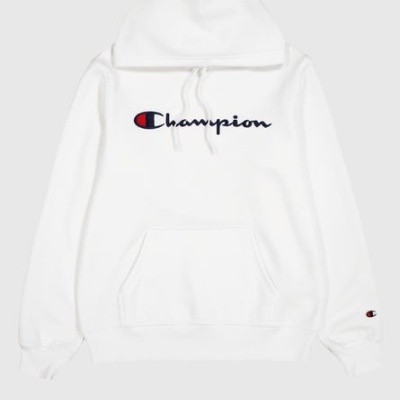 Hoodie masculino com logotipo bordado grande branco Champion