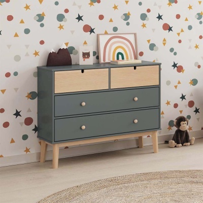 Cómoda Para Criança com 4 Gavetas em Verde