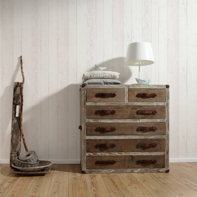 Papel de Parede Madeira, Casa de Campo, Cinzento, Branco 8550-46