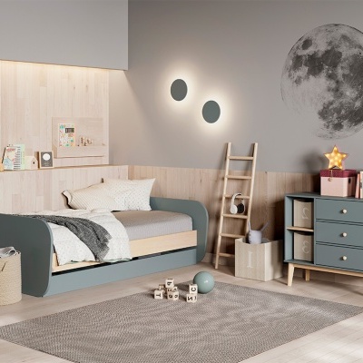 Cama Infantil Dupla Verde com Gaveta Esteban