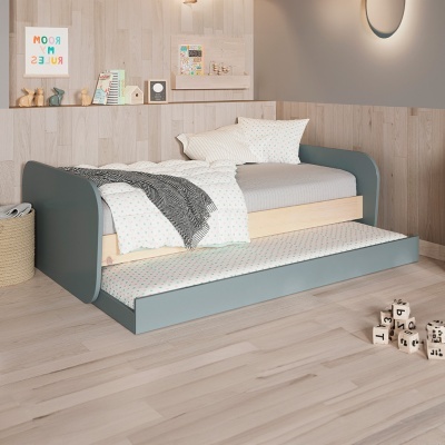 Cama Infantil Dupla Verde com Gaveta Esteban