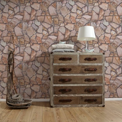 Papel de Parede Pedra, Casa de Campo, Bege, Castanho, Cinzento 9273-16