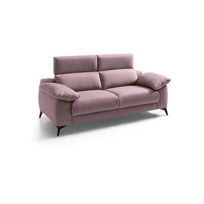 Sofá rosa claro de dois lugares com pernas pretas