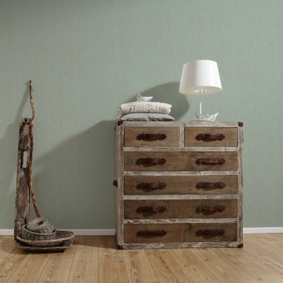 Papel de Parede Tropical, Folhas, Uni, Dourado, Verde, Metálico 37375-6