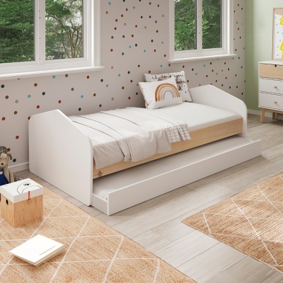 Cama Infantil Dupla Branca com Gaveta Estefania