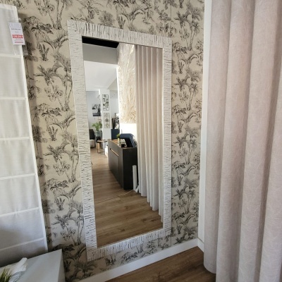 Espelho com Moldura de Madeira Branca e Prata | 80x180 cm