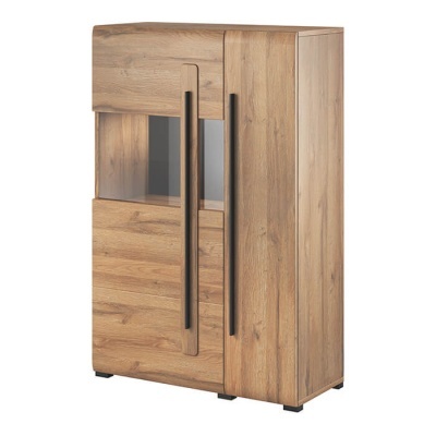 Armário Vitrine Moderno Nórdico Madeira Carvalho Tulsa