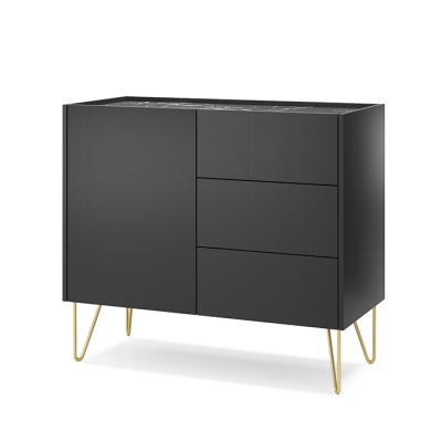 Aparador Cinzento Escuro e Dourado Harmony