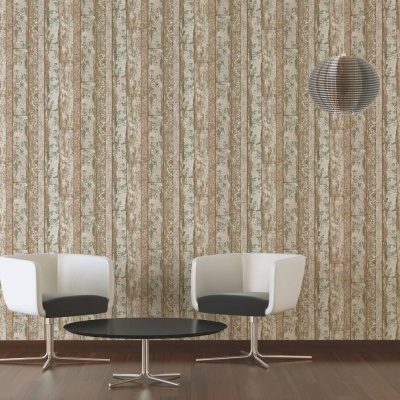 Papel de Parede Madeira, Casa de Campo, Bege, Castanho, Creme, Verde 36119-2