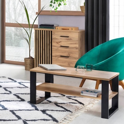 Aparador Laminado Carvalho e Preto Lamelo