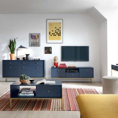 Consola Azul Navi com Pernas em Dourado Mono Consola Azul Navi com Pernas em Dourado Mono