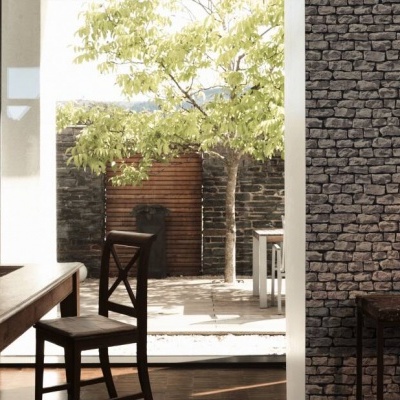 Papel de Parede Pedra, Casa de Campo, 3D, Preto, Cinzento 9079-29