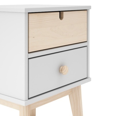 Mesa de Cabeceira Para Criança com 2 Gavetas em Branco