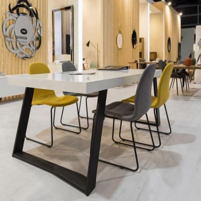 Conjunto de 4 Cadeiras Design Italiano Tecido Amarelo