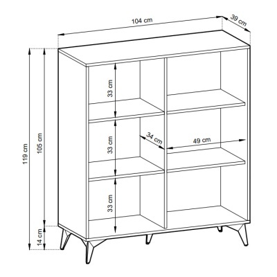 Aparador Alto em Carvalho Natural e Preto Diamond