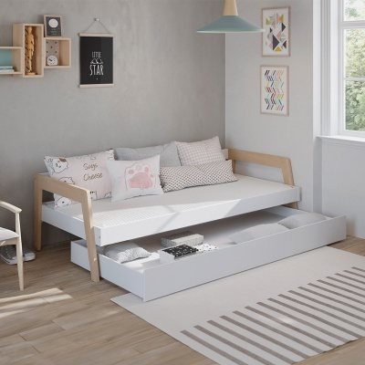 Cama Infantil Dupla Branca com Gaveta Carrie