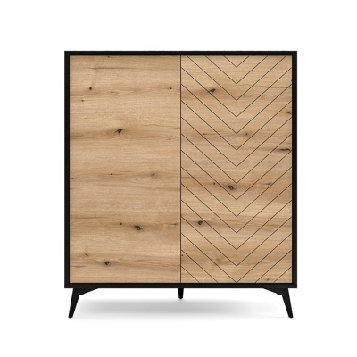 Aparador Alto em Carvalho Natural e Preto Diamond