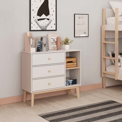 Cómoda Para Criança com 3 Gavetas em Branco