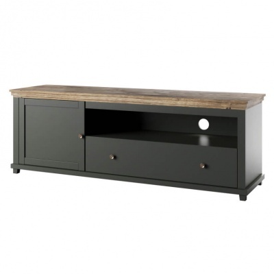 Móvel TV Clássico em Verde e Carvalho Evora