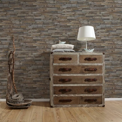 Papel de Parede Pedra, Xisto, Casa de Campo, Bege, Castanho, Amarelo 9142-17