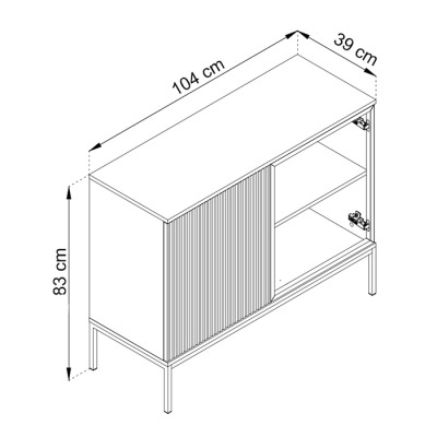 Aparador Carvalho com Ripas e Porta de Vidro Sento