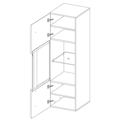 Armário Vitrine Alto em Branco com Porta - Tulsa