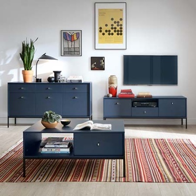 Móveis de Sala Azul Navi e Preto - Mono