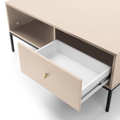 Mesa de Centro Bege com Pernas em Preto Mono