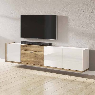 Sala Moderna Completa em Branco e Carvalho | Lars