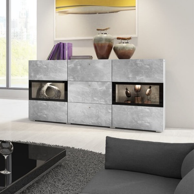 Sala Moderna Completa em Betão e Preto Baros