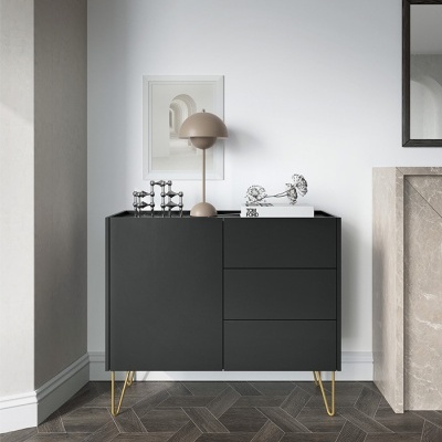 Aparador Cinzento Escuro e Dourado Harmony
